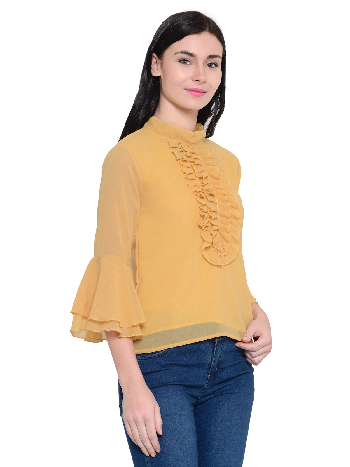 Sunny Yellow Bell sleeves Frill top